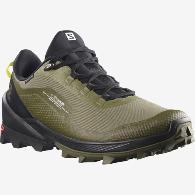 Salomon CROSS OVER GTX ハイキング シューズ メンズ 緑 | JP-6348AQU